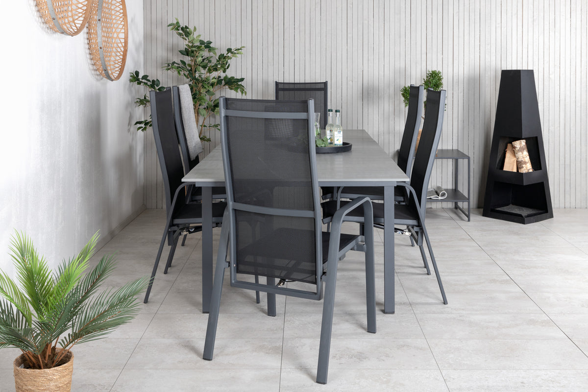 Venture Design Levels & Copacabana Matbord 160x100x75 + Reclinerstolar Svart