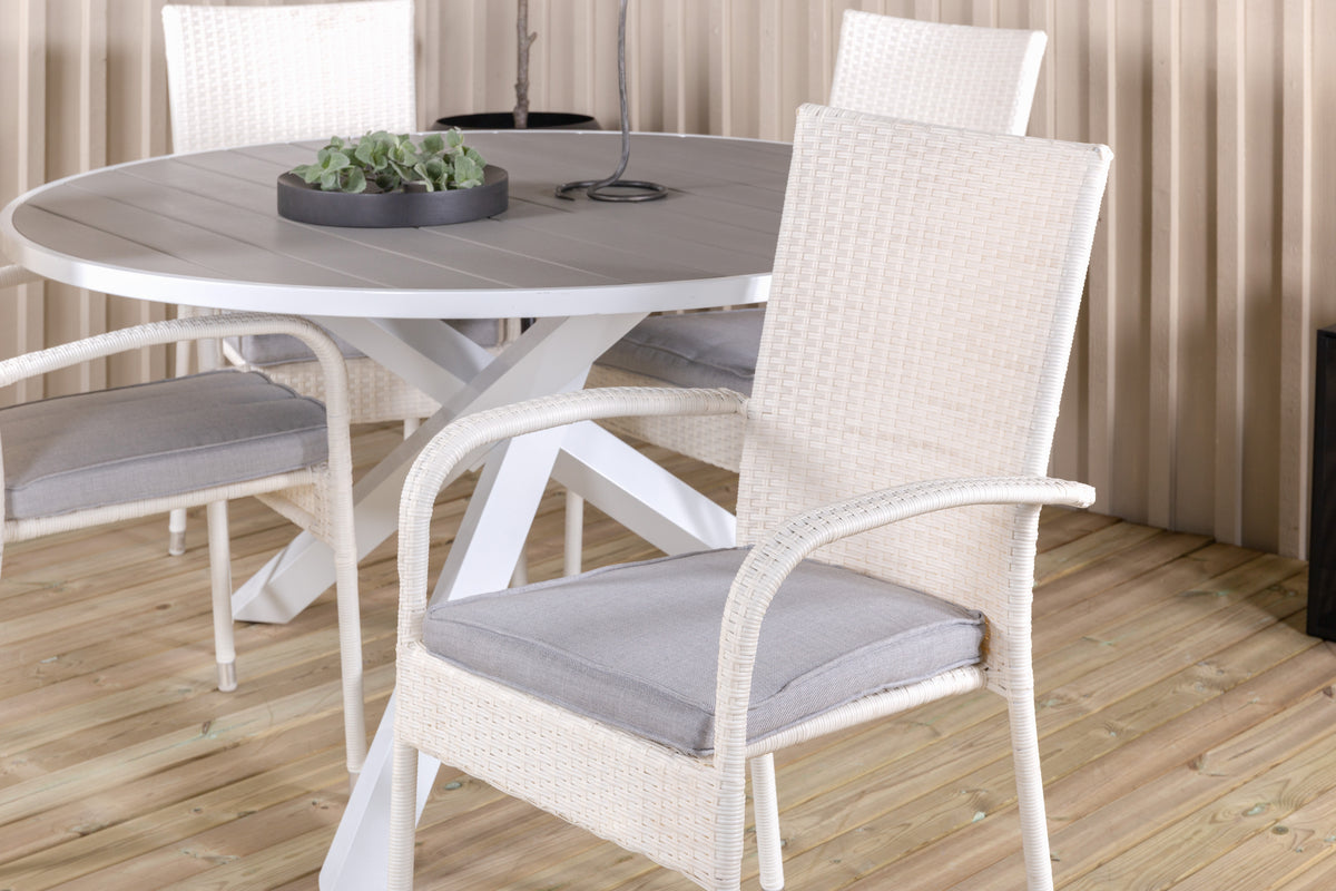 Venture Design Parma & Anna Runda Matbord ø140 Vit + Matstolar Vit