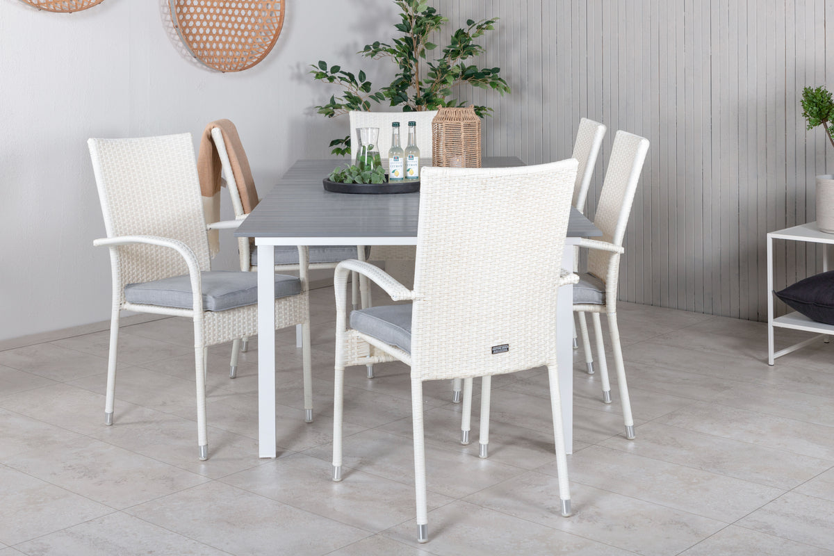 Venture Design Levels & Anna Matbord 160x100x75 + Matstolar Vit