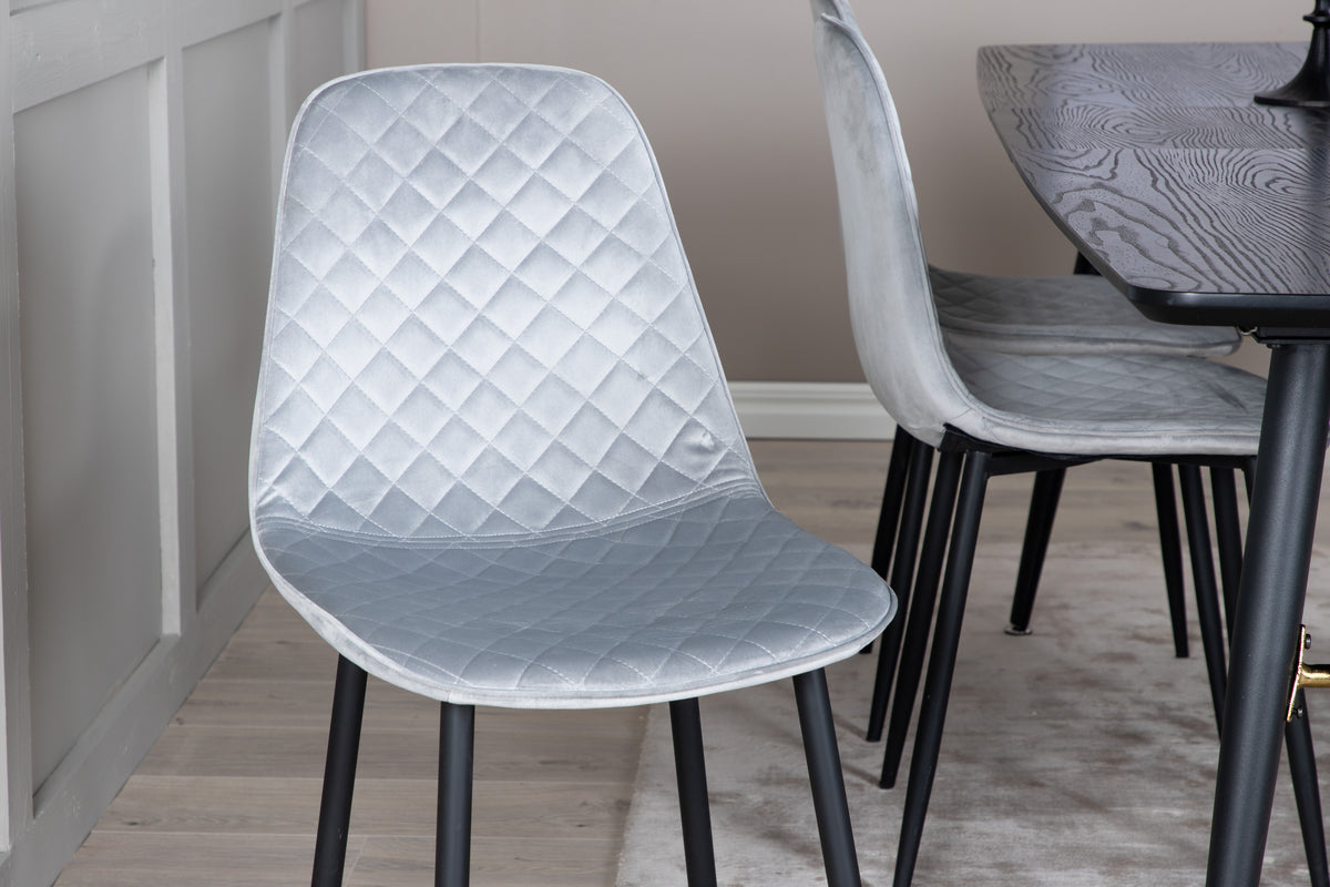 Venture Design Gold & Polar Rektangulära Matbord 180 x 85 Svart + Matstolar 2-pack Grå