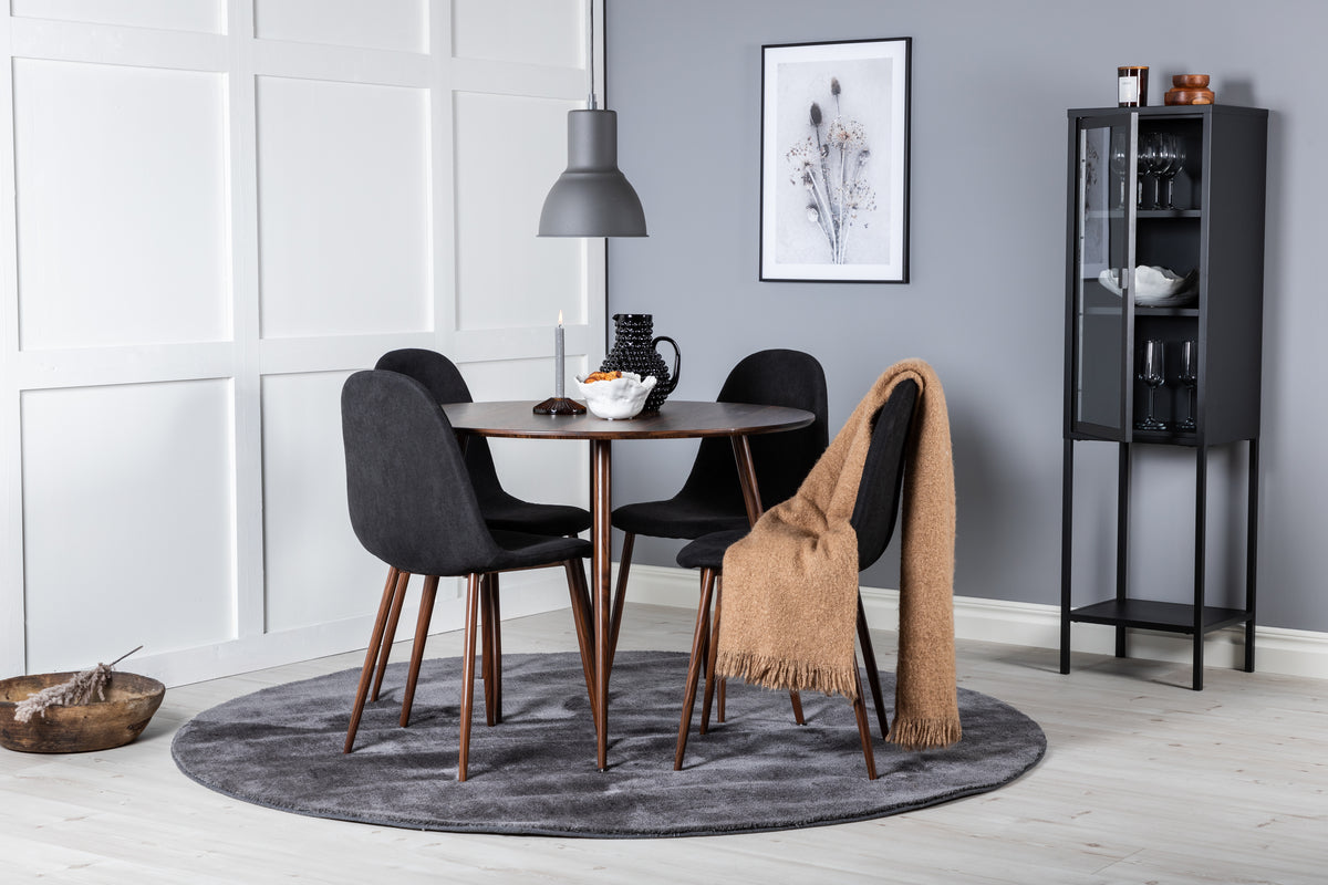 Venture Design Plaza & Polar Runda Matbord ⌀100 Valnöt + Matstolar 2-pack Svart