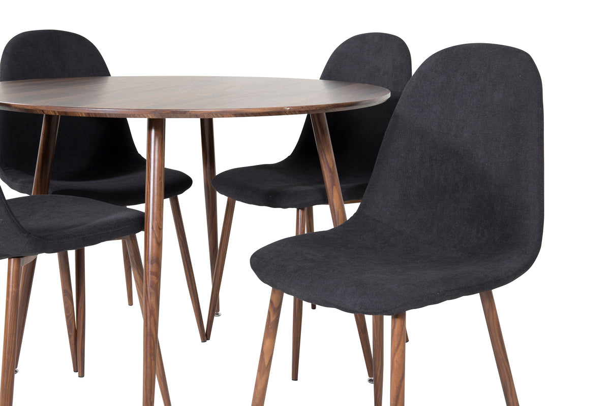 Venture Design Plaza & Polar Runda Matbord ⌀100 Valnöt + Matstolar 2-pack Svart