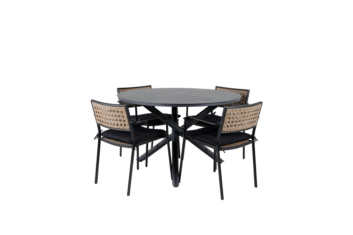 Venture Design Alma & Paola Matbord ⌀120 + Matstolar Natur