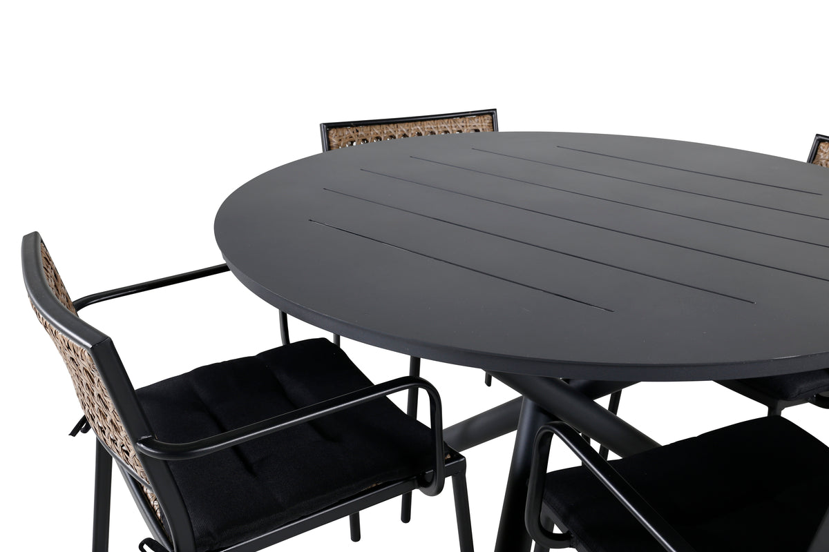 Venture Design Alma & Paola Matbord ⌀120 + Matstolar Natur