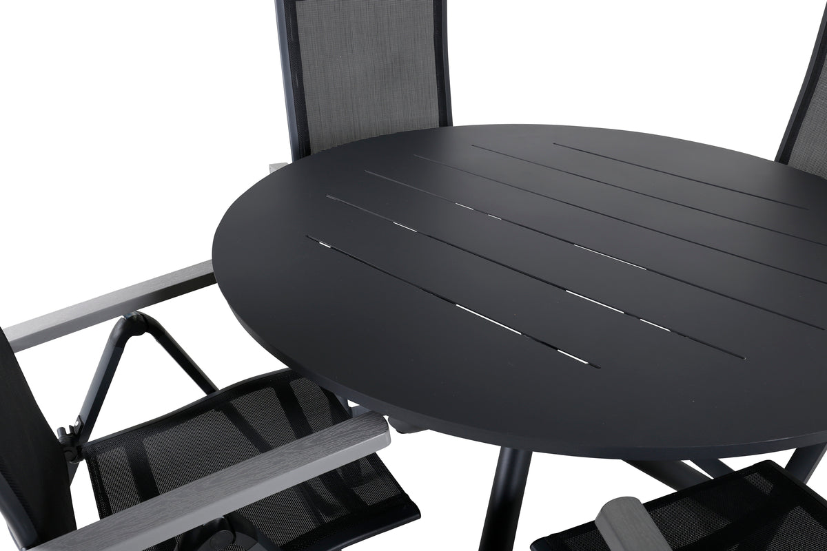 Venture Design Alma & Albany Runda Matbord ⌀120 Svart + Positionsstolar 2-pack Svart