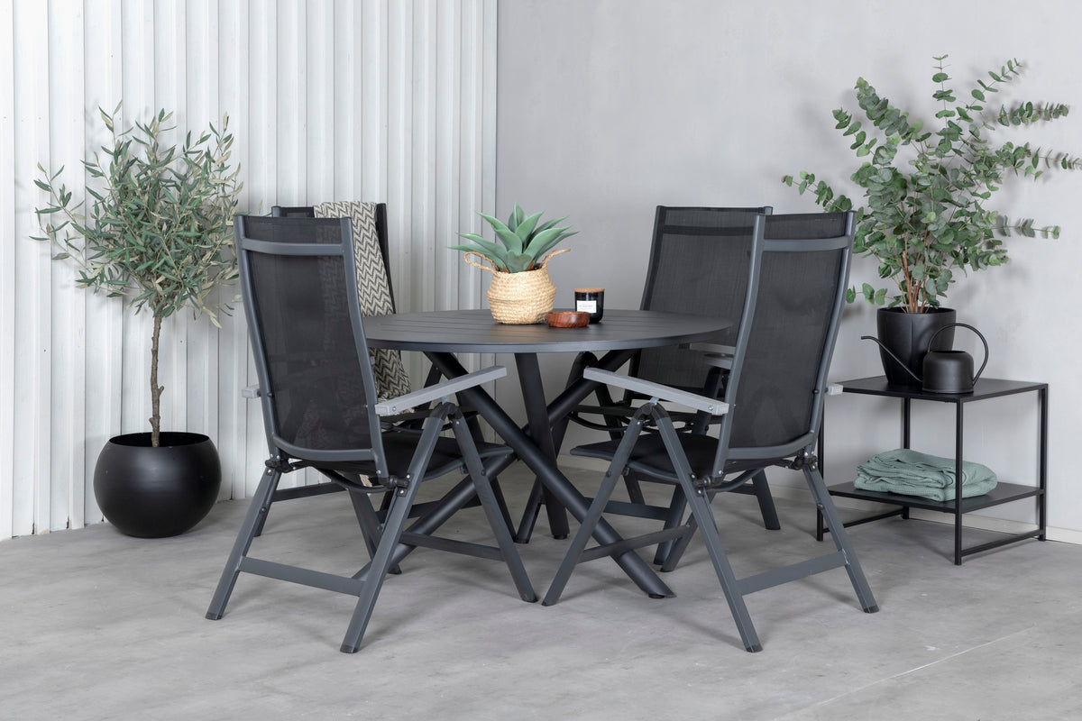 Venture Design Alma & Albany Runda Matbord ⌀120 Svart + Positionsstolar 2-pack Svart