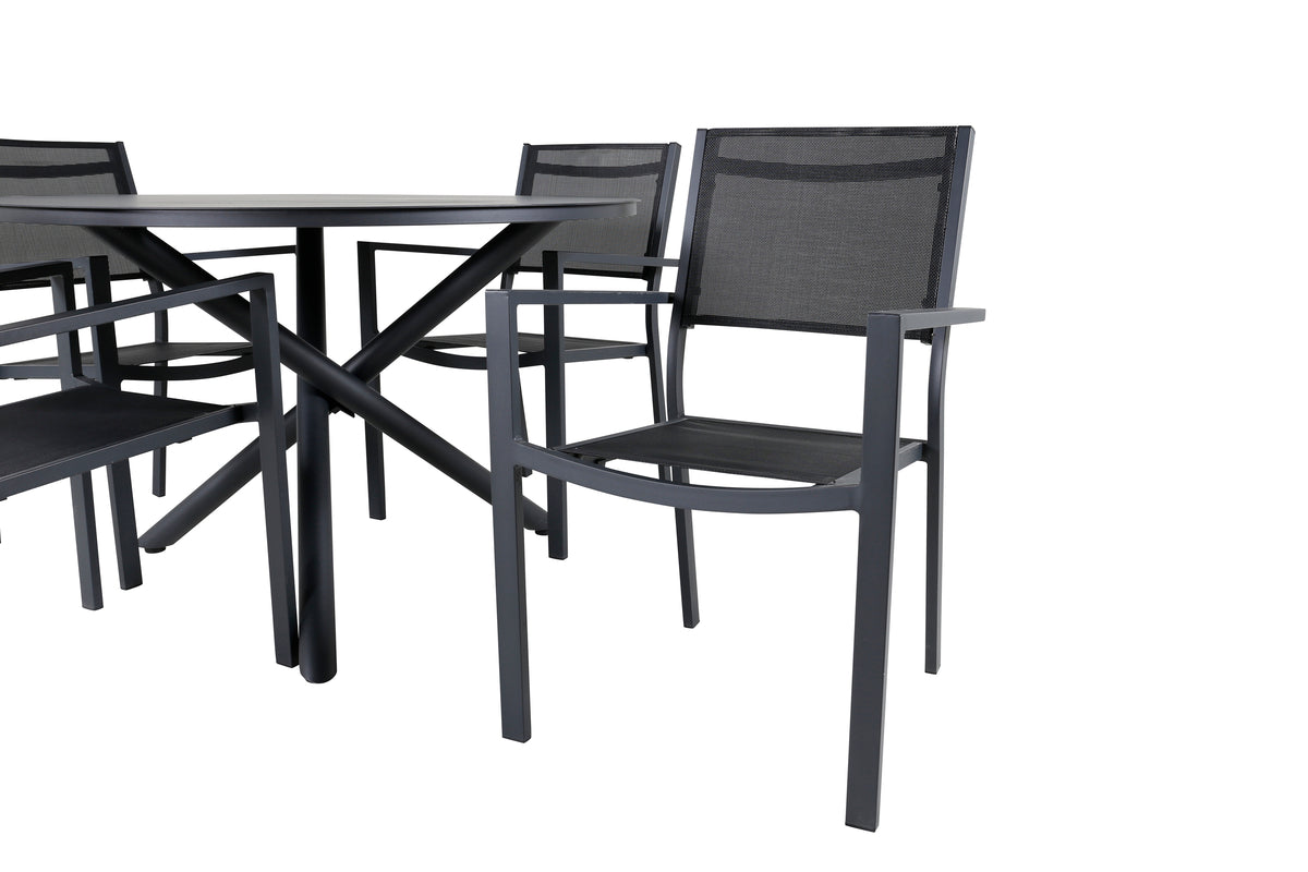 Venture Design Alma & Copacabana Matbord ⌀120 + Matstolar Svart