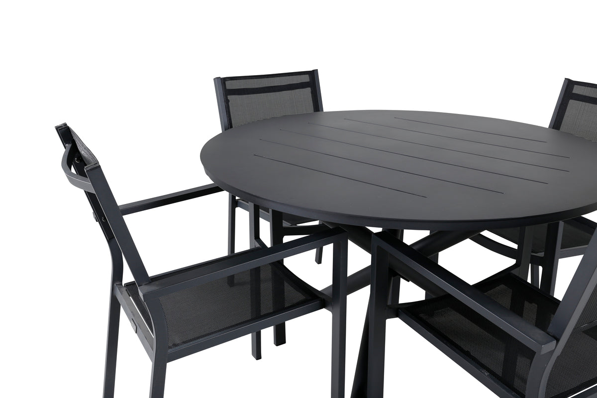 Venture Design Alma & Copacabana Matbord ⌀120 + Matstolar Svart