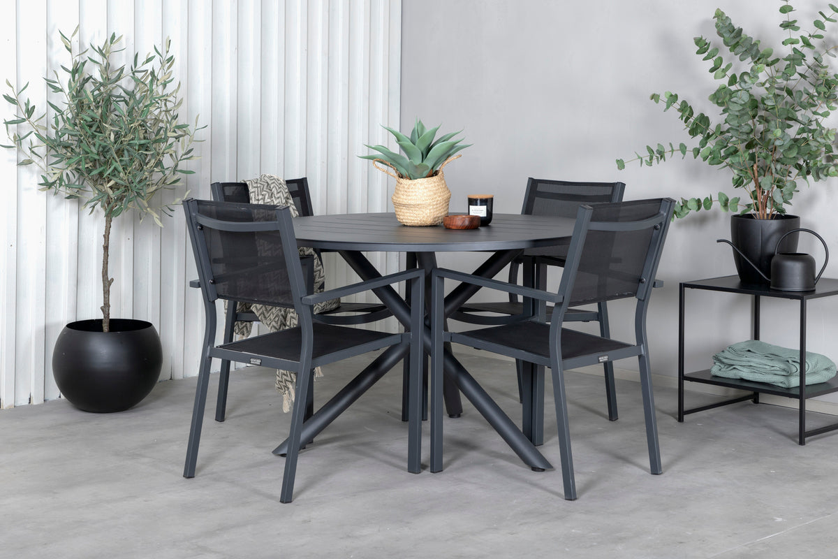 Venture Design Alma & Copacabana Matbord ⌀120 + Matstolar Svart