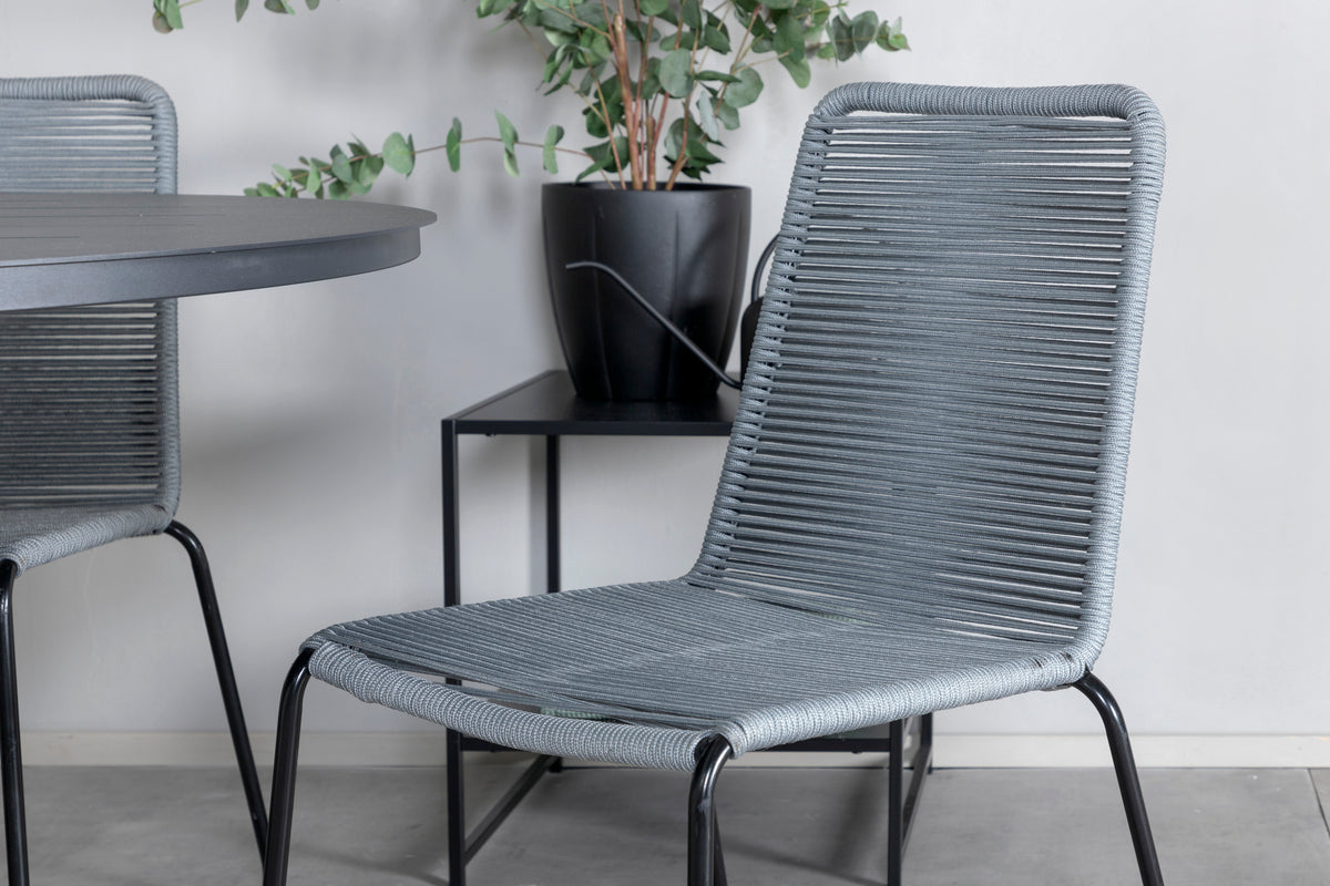 Venture Design Alma & Lindos Matbord ⌀120 + Matstolar Grå