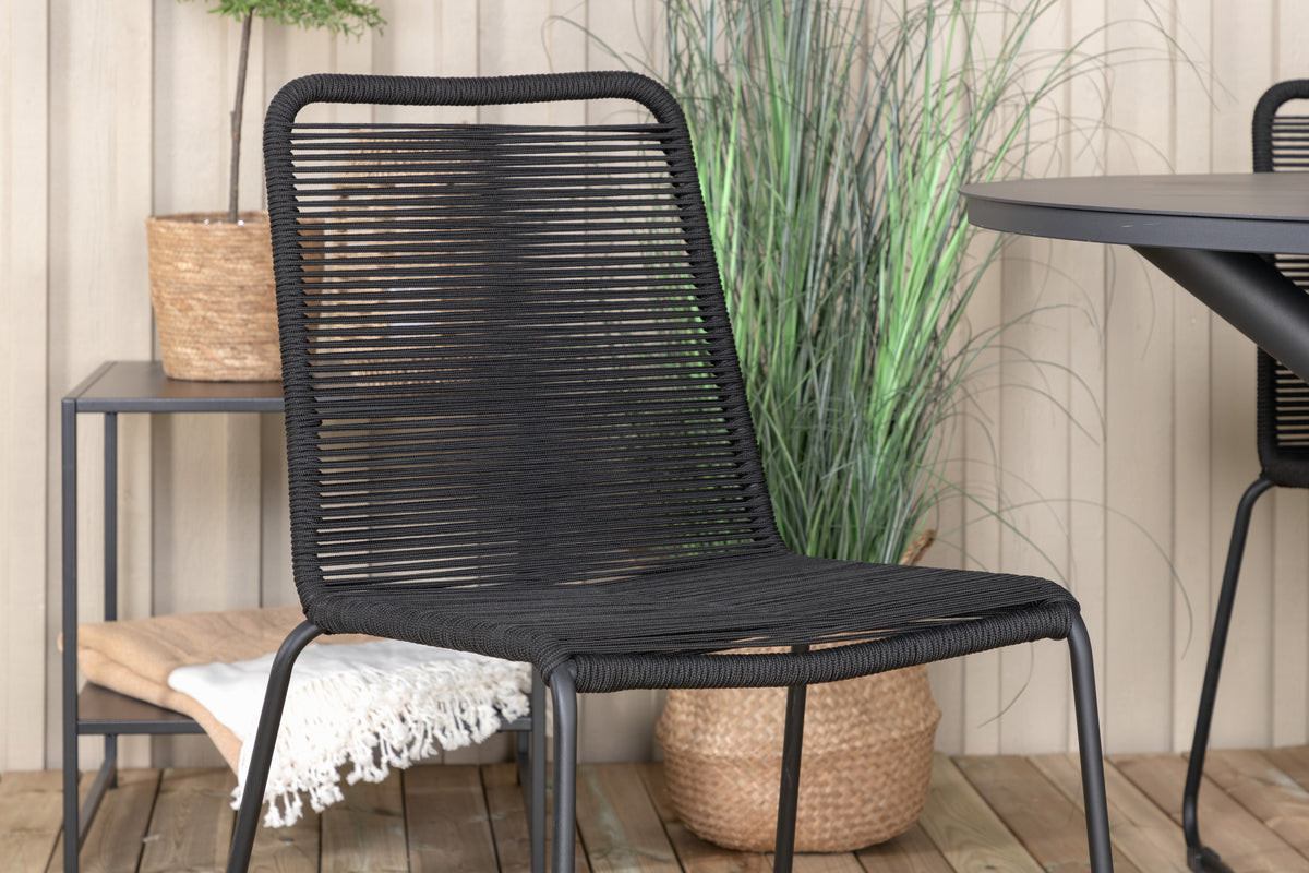 Venture Design Alma & Lindos Matbord ⌀120 + Matstolar Svart
