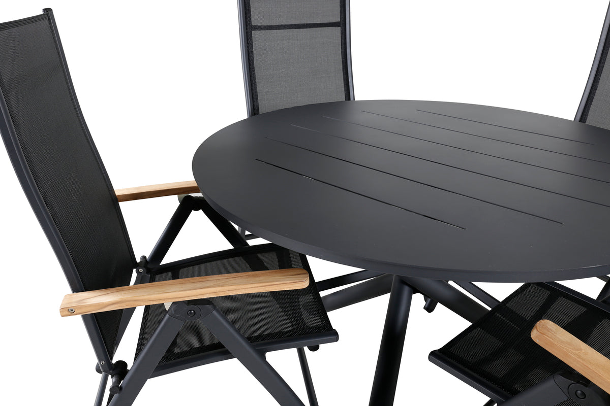 Venture Design Alma & Panama Runda Matbord ⌀120 Svart + Positionsstolar 2-pack Svart