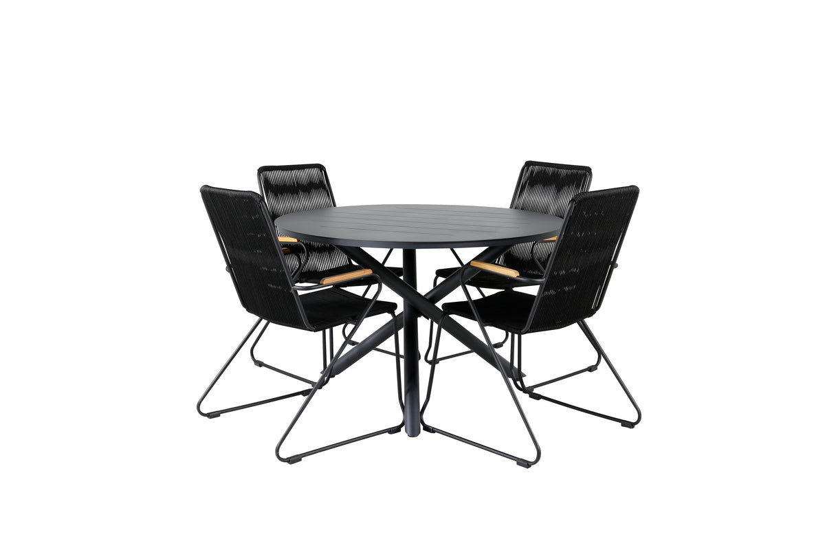 Venture Design Alma & Bois Runda Matbord ⌀120 Svart + Matstolar 2-pack Svart