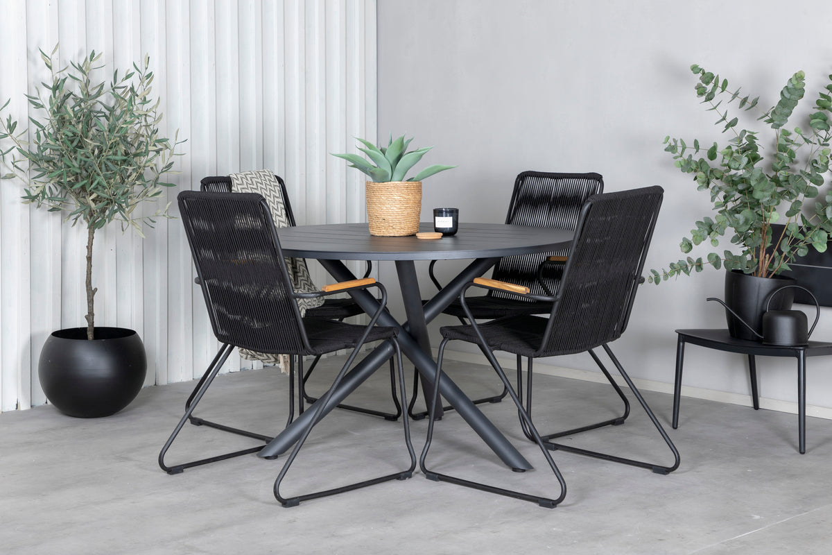 Venture Design Alma & Bois Runda Matbord ⌀120 Svart + Matstolar 2-pack Svart