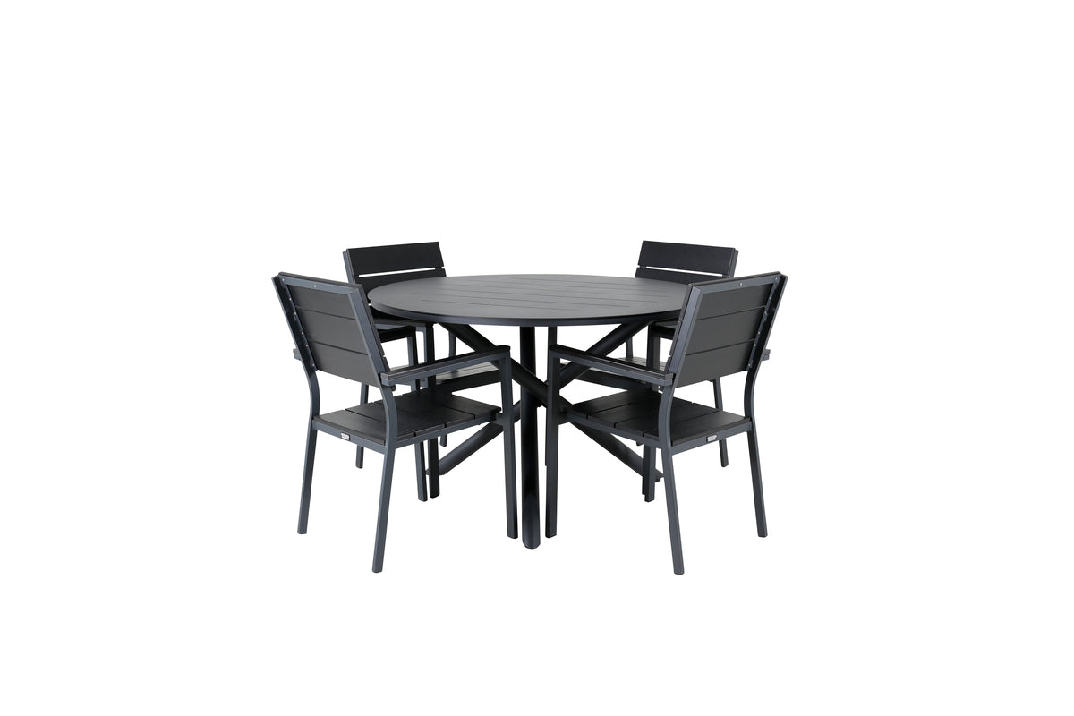 Venture Design Alma & Levels Runda Matbord ⌀120 Svart + Matstolar 2-pack Svart