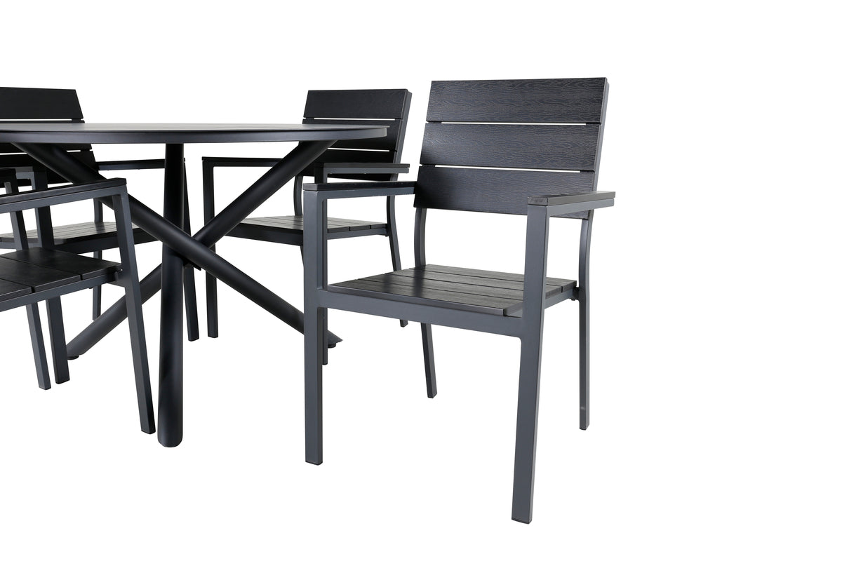 Venture Design Alma & Levels Runda Matbord ⌀120 Svart + Matstolar 2-pack Svart
