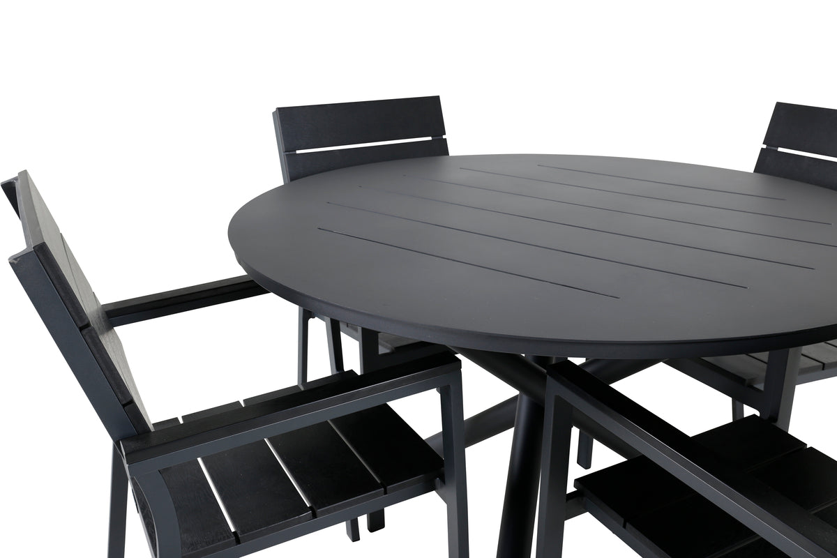 Venture Design Alma & Levels Runda Matbord ⌀120 Svart + Matstolar 2-pack Svart