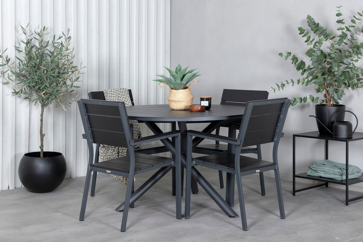 Venture Design Alma & Levels Runda Matbord ⌀120 Svart + Matstolar 2-pack Svart