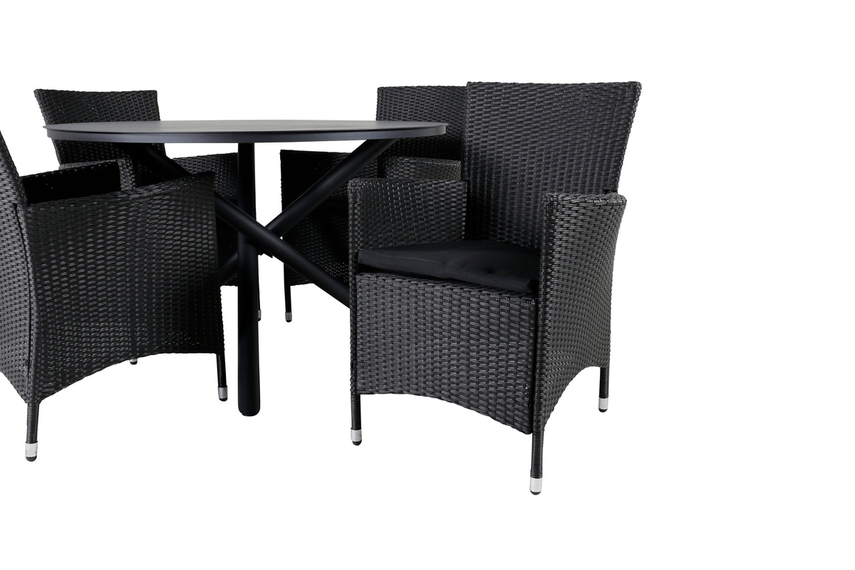 Venture Design Alma & Knick Matbord ⌀120 + Matstolar Svart