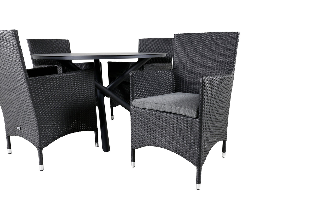 Venture Design Alma & Malin Matbord ⌀120 + Matstolar Svart