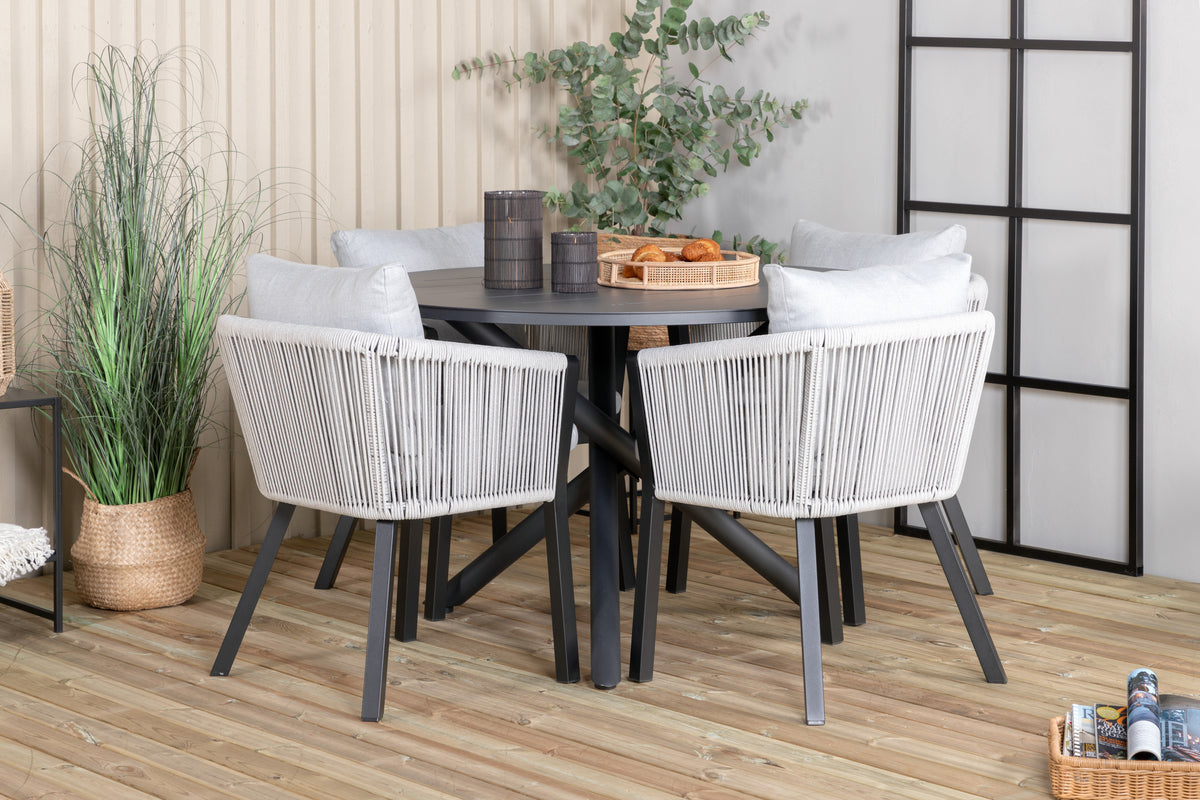 Venture Design Alma & Virya Matbord ⌀120 + Matstolar Grå