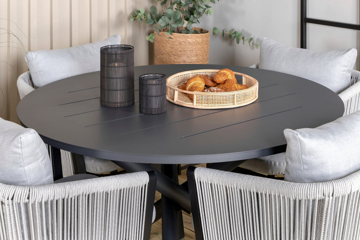 Venture Design Alma & Virya Matbord ⌀120 + Matstolar Grå