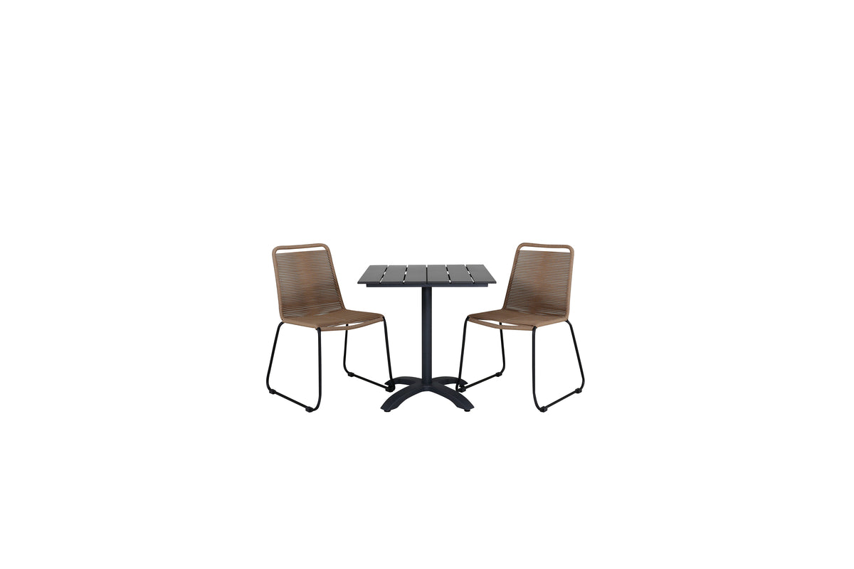 Venture Design Colorado & Lindos Cafébord 70x70 + Matstolar Brun