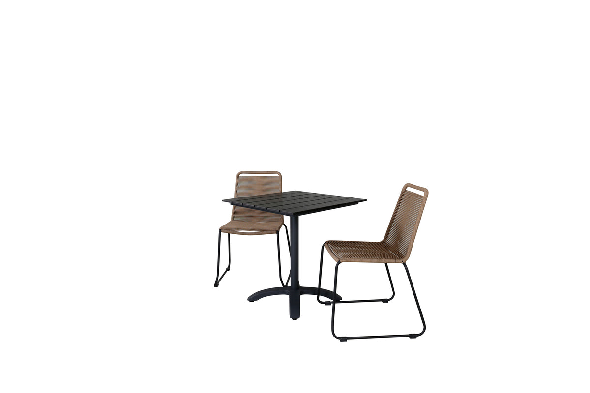 Venture Design Colorado & Lindos Cafébord 70x70 + Matstolar Brun
