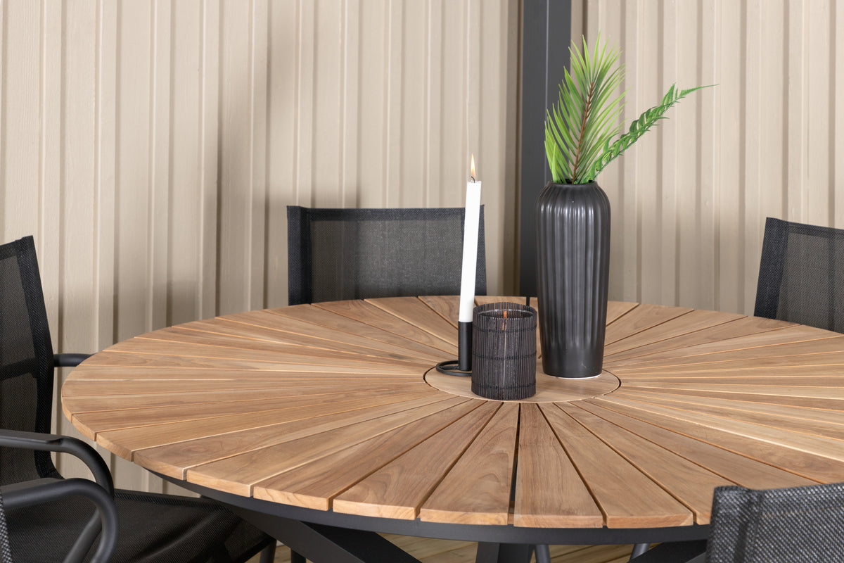 Venture Design Alina & Mexico Matstolar Svart + Matbord ⌀140