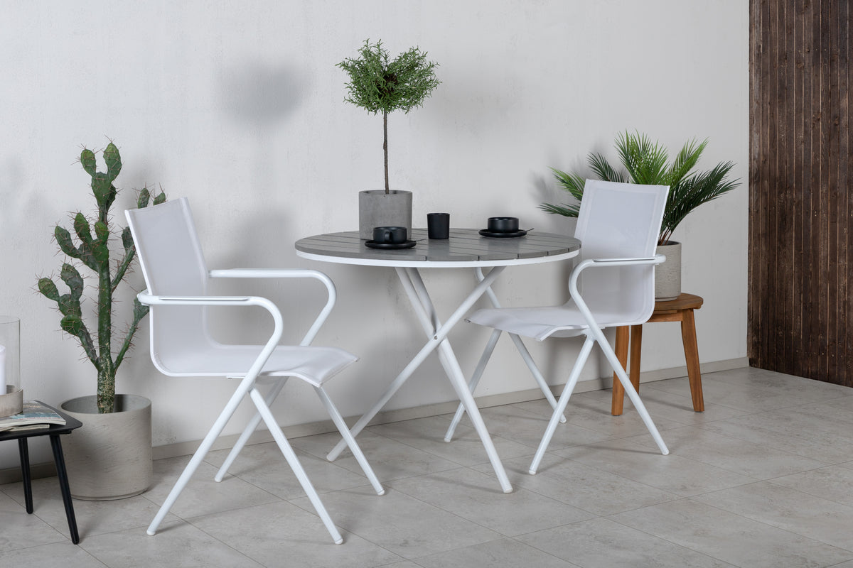 Venture Design Alina & Parma Matstolar Vit + Cafébord ⌀90