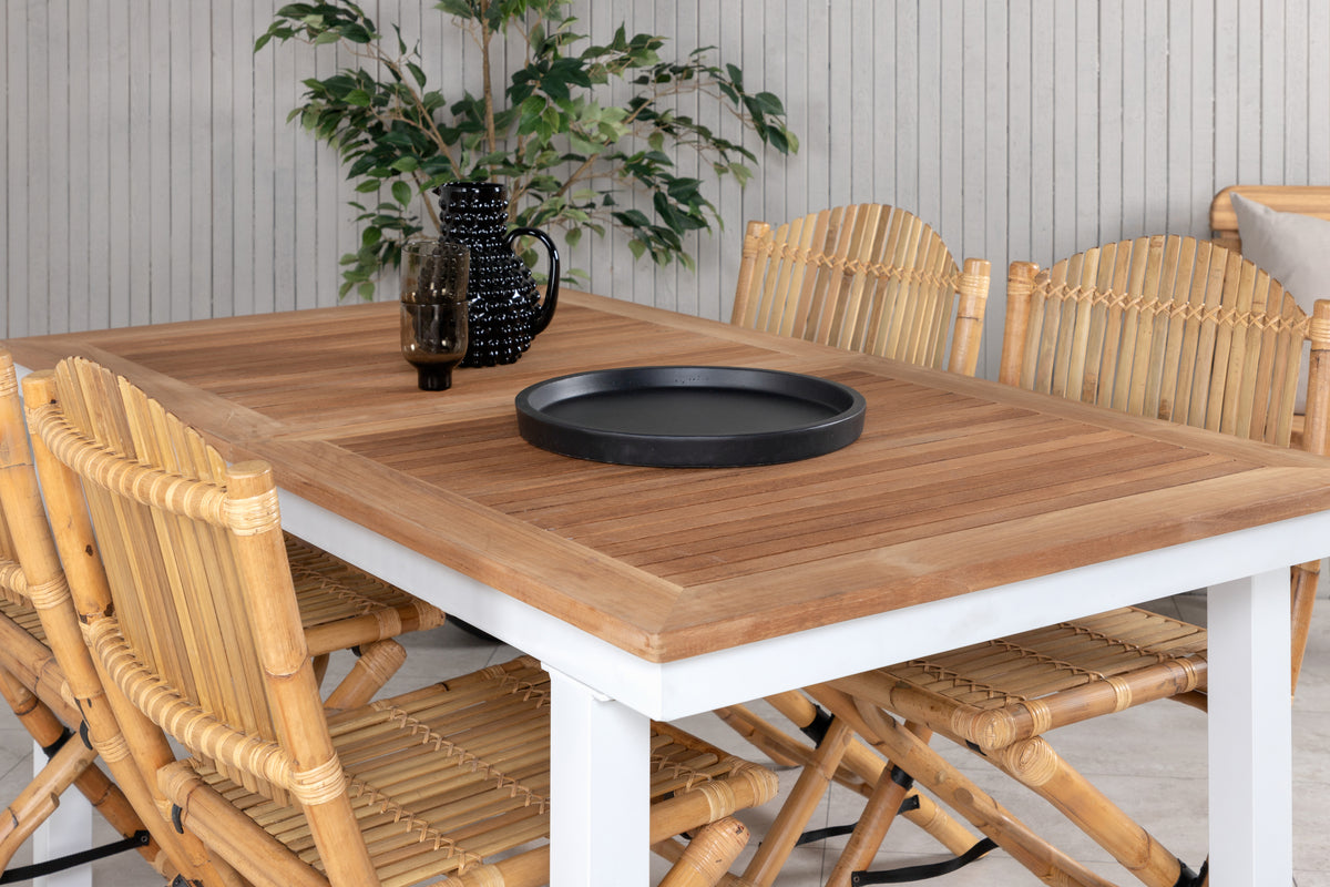 Venture Design Cane & Panama Caféstolar Natur + Matbord 160 x 90
