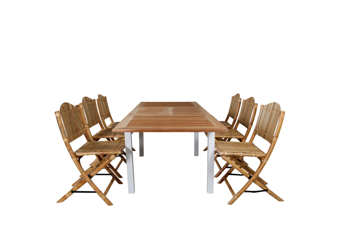 Venture Design Cane & Panama Caféstolar Natur + Matbord 160 x 90