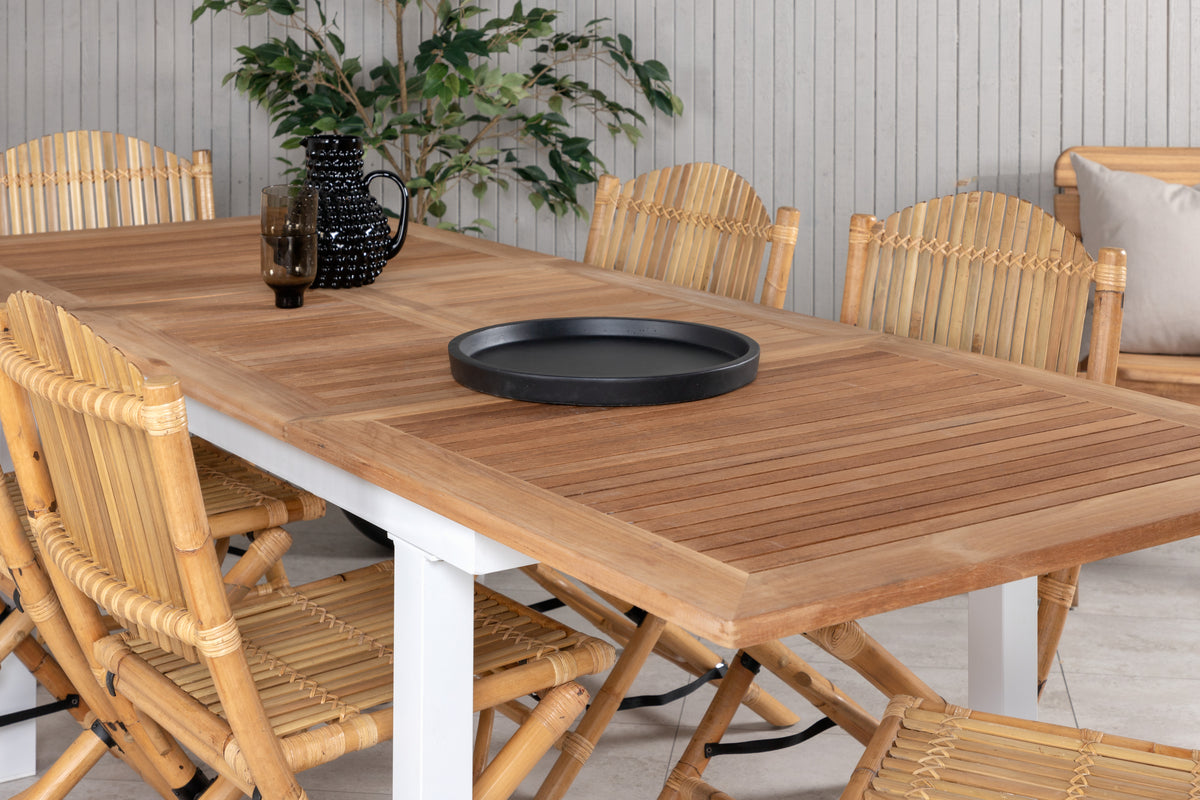 Venture Design Cane & Panama Caféstolar Natur + Matbord 160 x 90