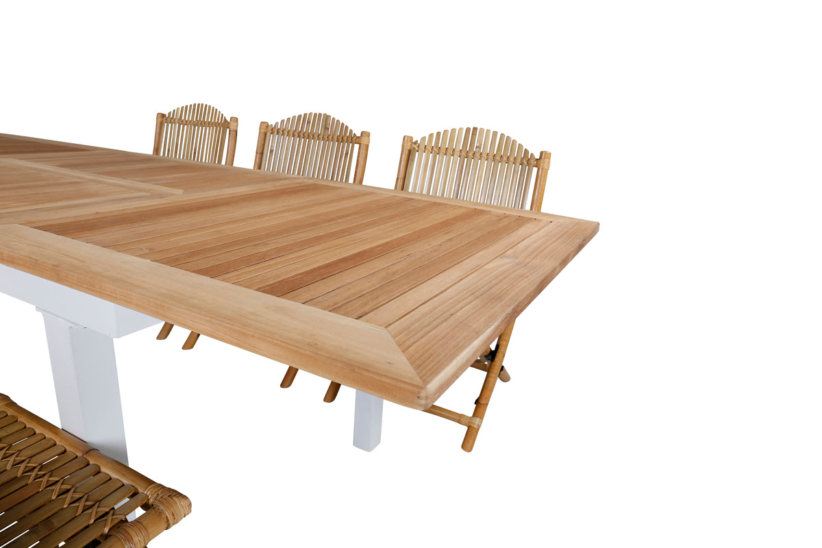 Venture Design Cane & Panama Caféstolar Natur + Matbord 160 x 90