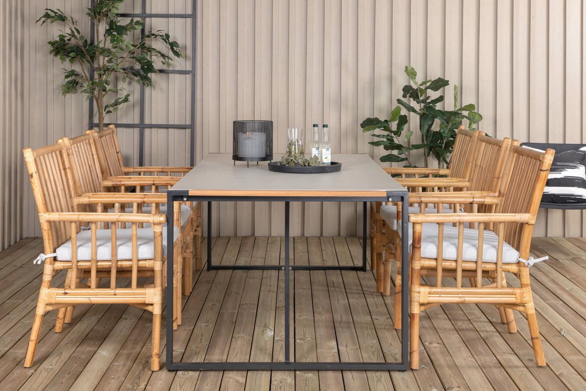 Venture Design Cane & Texas Caféstolar Natur + Matbord 200x100