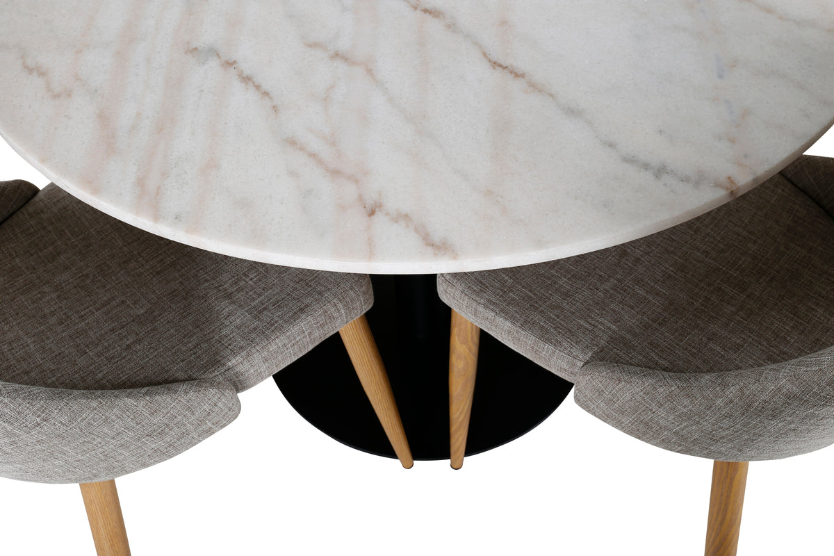 Venture Design Leone & Estelle Matstolar 2-pack Ljusgrå + Runda Matbord ⌀106 Vit