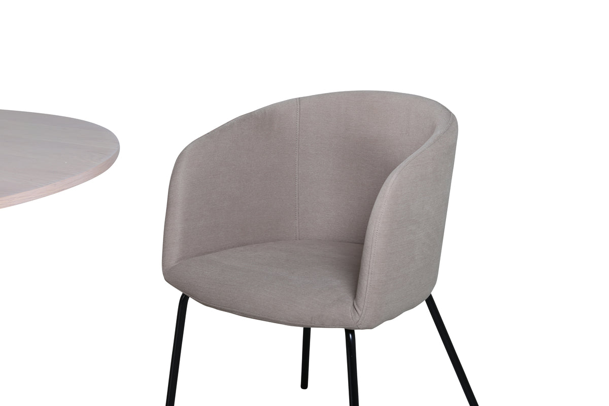 Venture Design Berit & Bianca Matstolar Beige + Runda Matbord ⌀110 Vitputsad