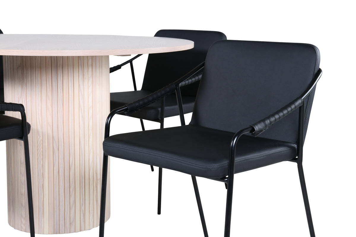 Venture Design Tvist & Bianca Matstolar Svart + Matbord ⌀110