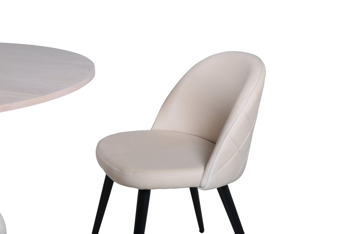 Venture Design Bianca & Velvet Runda Matbord ⌀110 Vitputsad + Matstolar 2-pack Beige