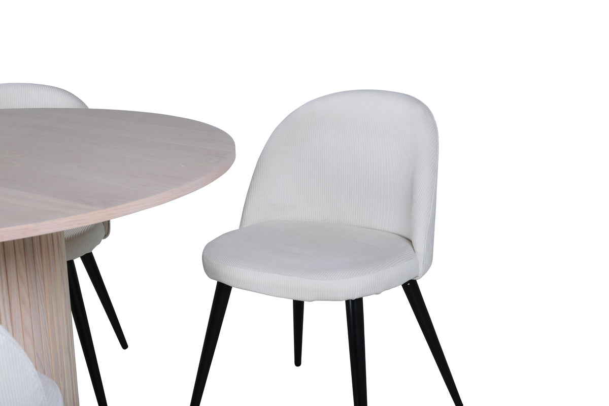Venture Design Bianca & Velvet Runda Matbord ⌀110 Vitputsad + Matstolar 2-pack Grädde