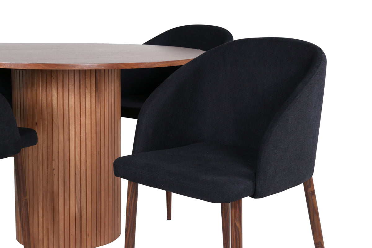Venture Design Arch & Bianca Matstolar 2-pack Svart + Runda Matbord ⌀110 Valnöt