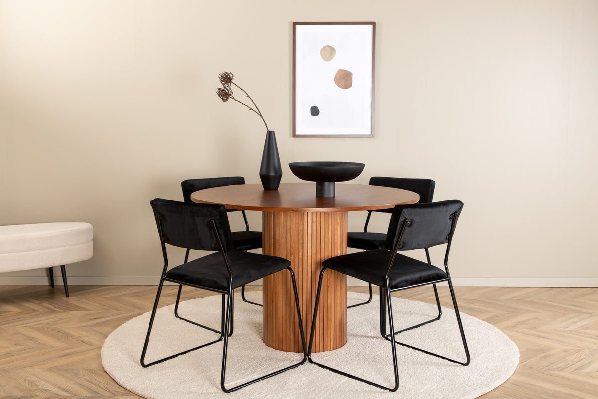 Venture Design Kenth & Bianca Matstolar Svart + Matbord ⌀110