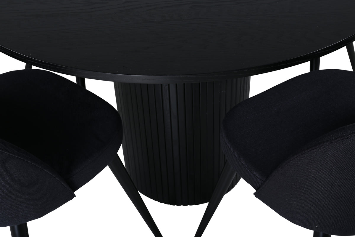 Venture Design Bianca & Velvet Runda Matbord ⌀110 Svart + Matstolar 2-pack Svart