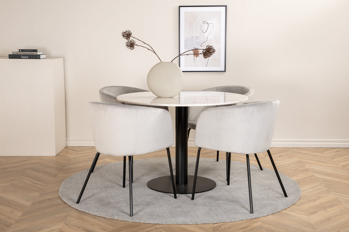 Venture Design Berit & Estelle Matstolar Grå + Matbord ⌀106