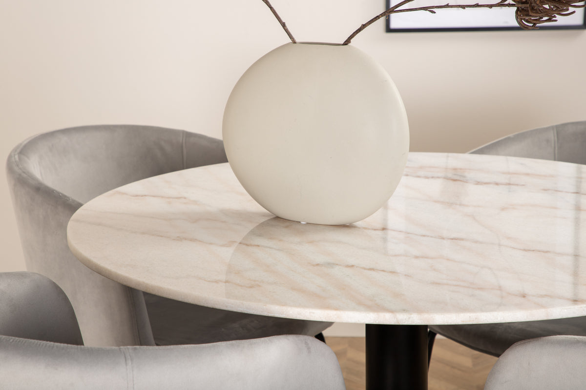 Venture Design Berit & Estelle Matstolar Grå + Matbord ⌀106