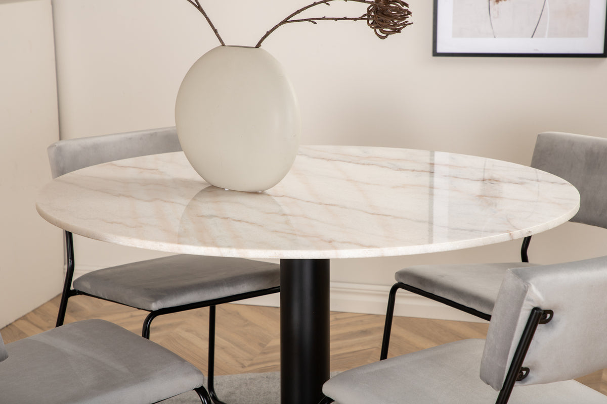 Venture Design Kenth & Estelle Matstolar Grå + Matbord ⌀106
