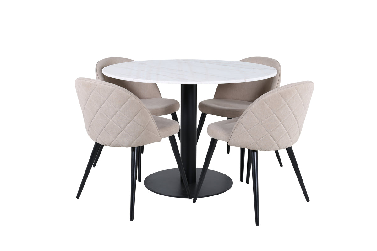 Venture Design Velvet & Estelle Matstolar Beige + Matbord ⌀106