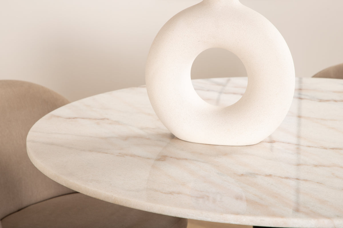 Venture Design Velvet & Estelle Matstolar Beige + Matbord ⌀106