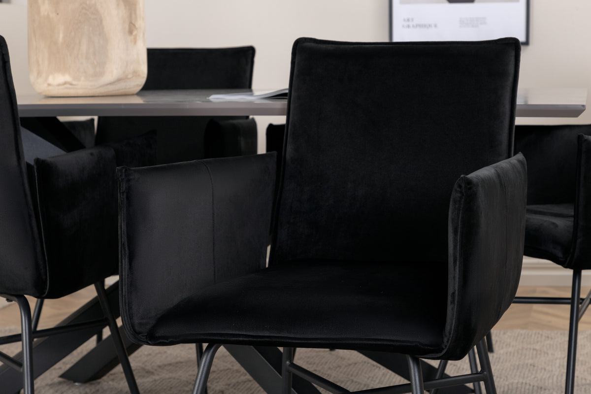Venture Design Petra & Piazza Matstolar Svart + Matbord 90x180