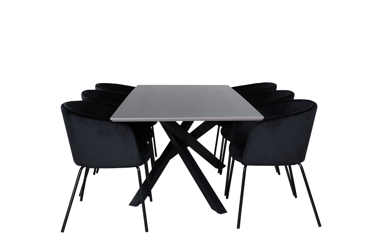 Venture Design Berit & Piazza Matstolar Svart + Rektangulära Matbord 180 x 90 Svart